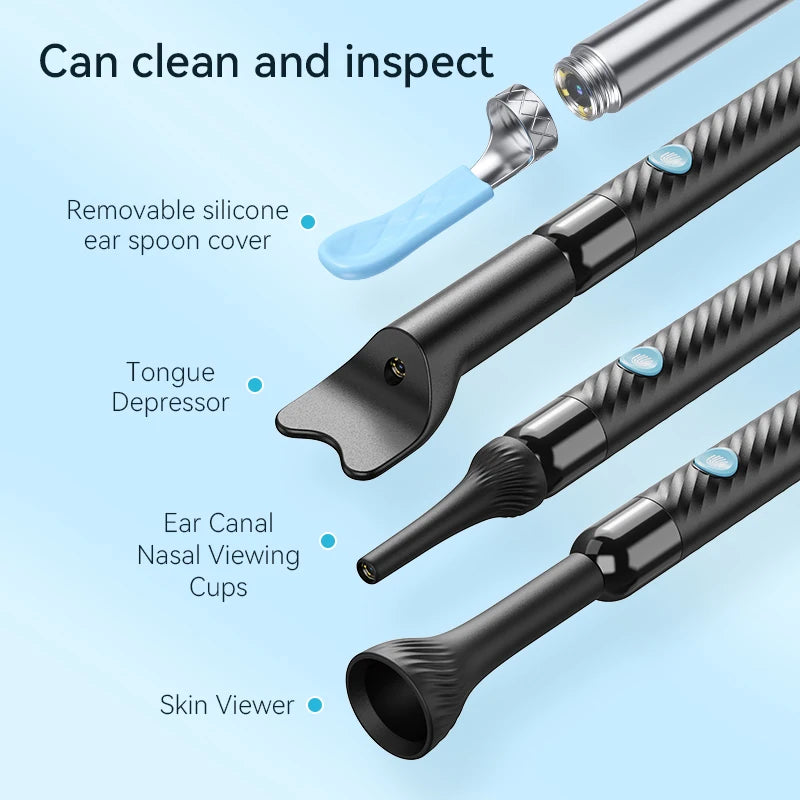 Wireless Ear Wax Removal With Camera Rechargeable Ear Cleaner 8 Megapixels Ear Check Camera with 6 Pcs Ear Spoon Set Canal Clean