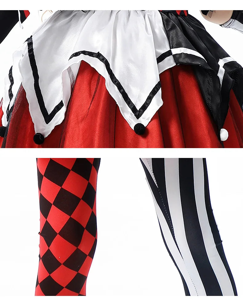 Naughty Girls Clown Costume Kids Circus Scary Tutu Dress Halloween Cosplay Costumes Carnival Party Jester Dress Up Full Set