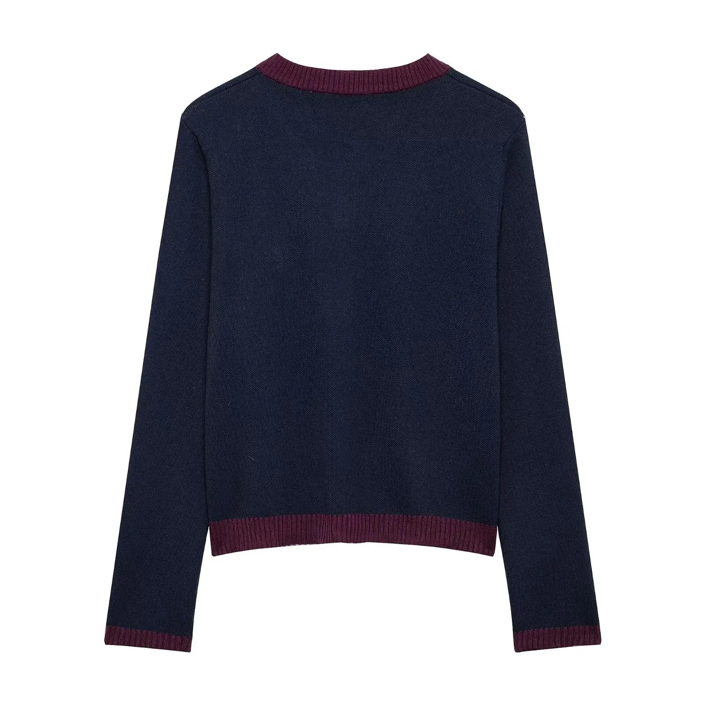 TRAFZA Autumn Fashion Women Sweater Coats Solid O-Neck Long Sleeves Pockets Buttons Single Breasted Female Casual Knitted Coat