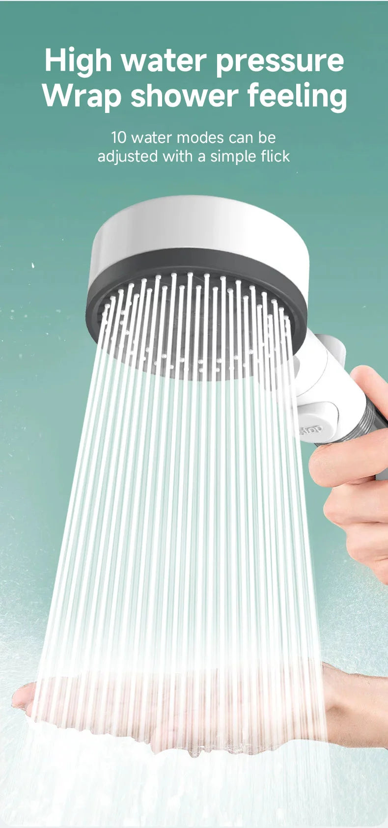 High Quality 10 Mode Shower Head Water Filter Adjustable High Pressure Shower Portable One-Key Stop Shower Bathroom Accessories