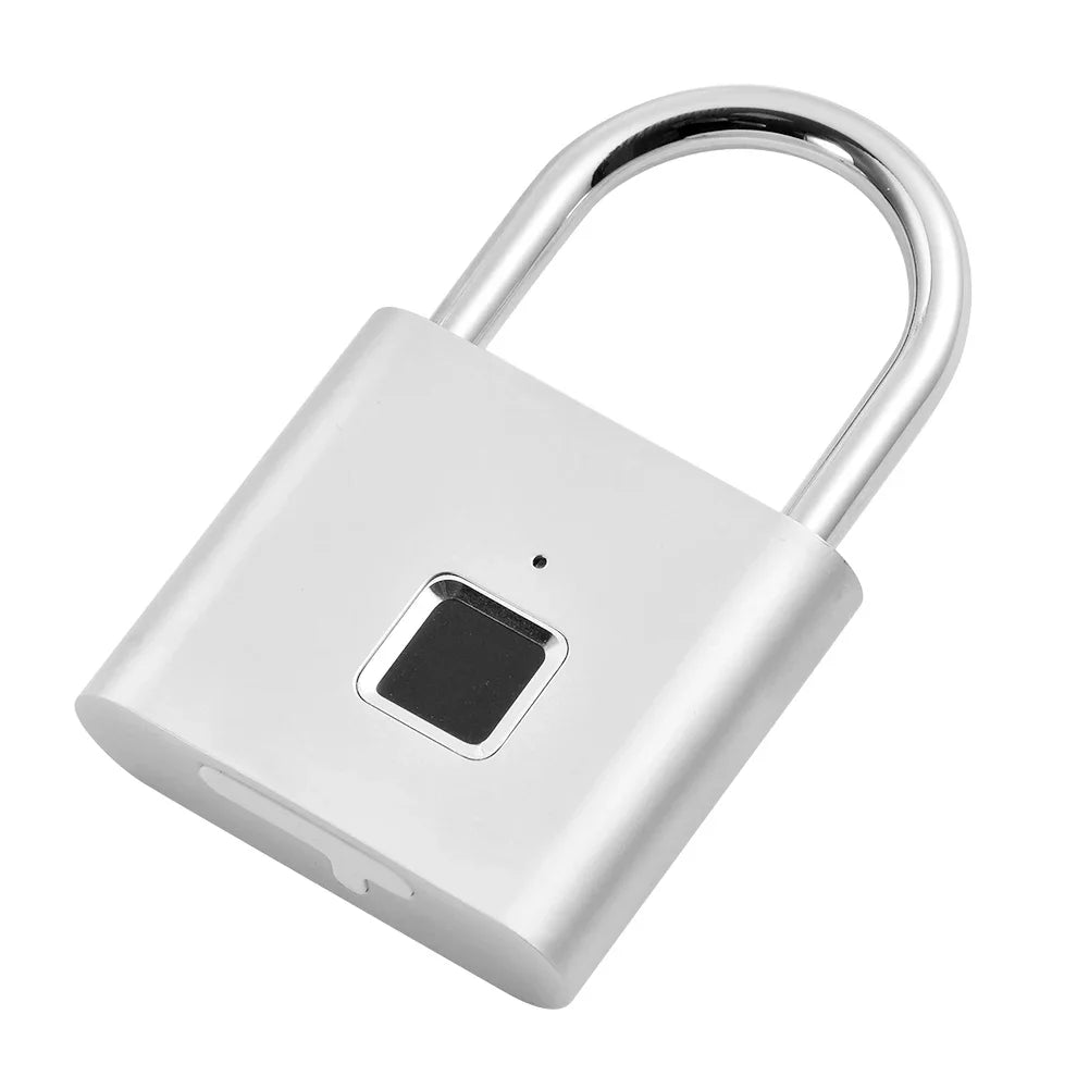 1PC Electronic Semiconductor Fingerprint Lock Smart Door Lock Rechargeable Security Padlock for Dormitory Home