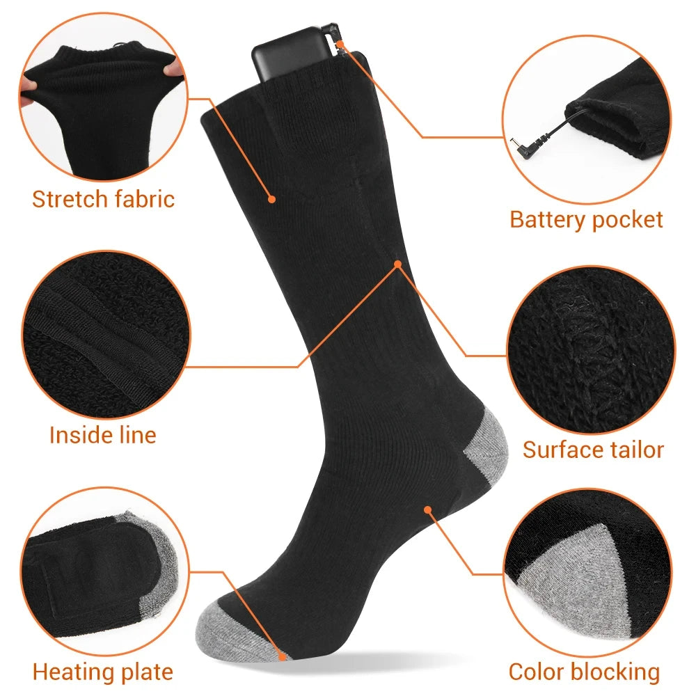 Winter Heated Sock Rechargeable Battery Stocking Men Women Electric Heating Ski Socks Sports Thermal Warmer Foot