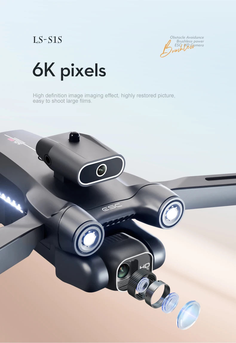Popular S1S drone 8K high-definition dual camera brushless motor four axis foldable obstacle avoidance aircraft children's toy