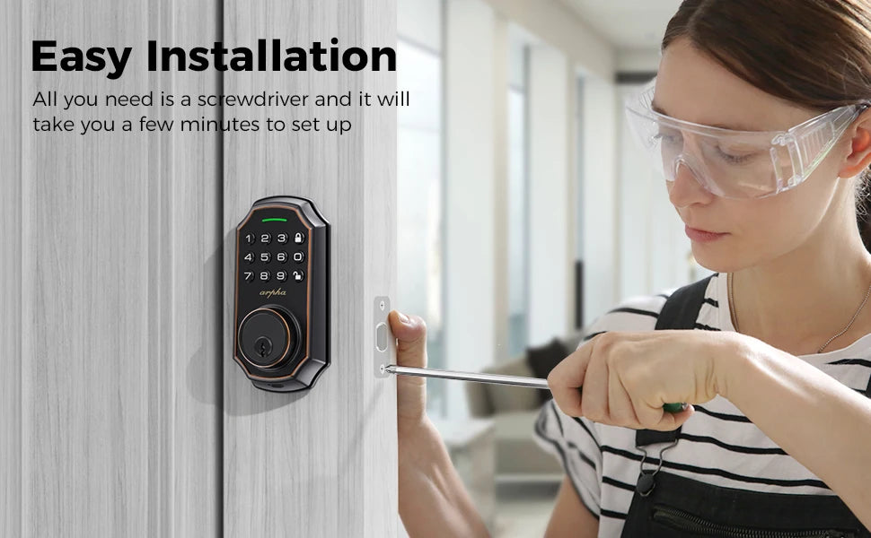 Arpha Smart Lock D180 100 Entry Codes 16 Anti Peeping Password Electronic Keypad Deadbolt Electronic Door Lock Low Battery Alarm