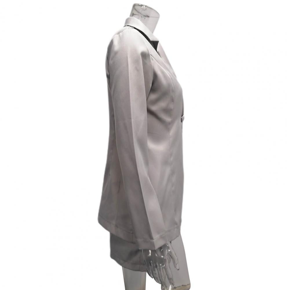Women Suit Coat Single Button Lapel Deep V Neck Solid Color Formal Business OL Commute Lady Coat Jacket Slim Fit Blazer