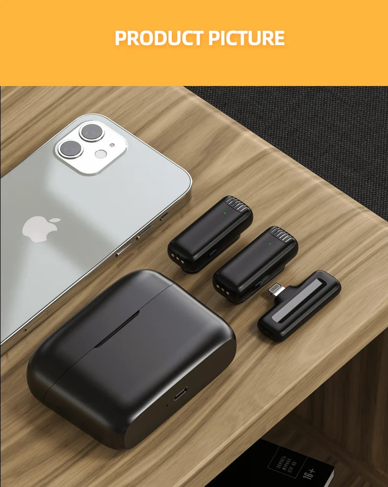 J13 Wireless Lavalier Microphone with Charger Case Portable Audio Video Receiver Mini Mic For iPhone Android Tablet Gaming Live