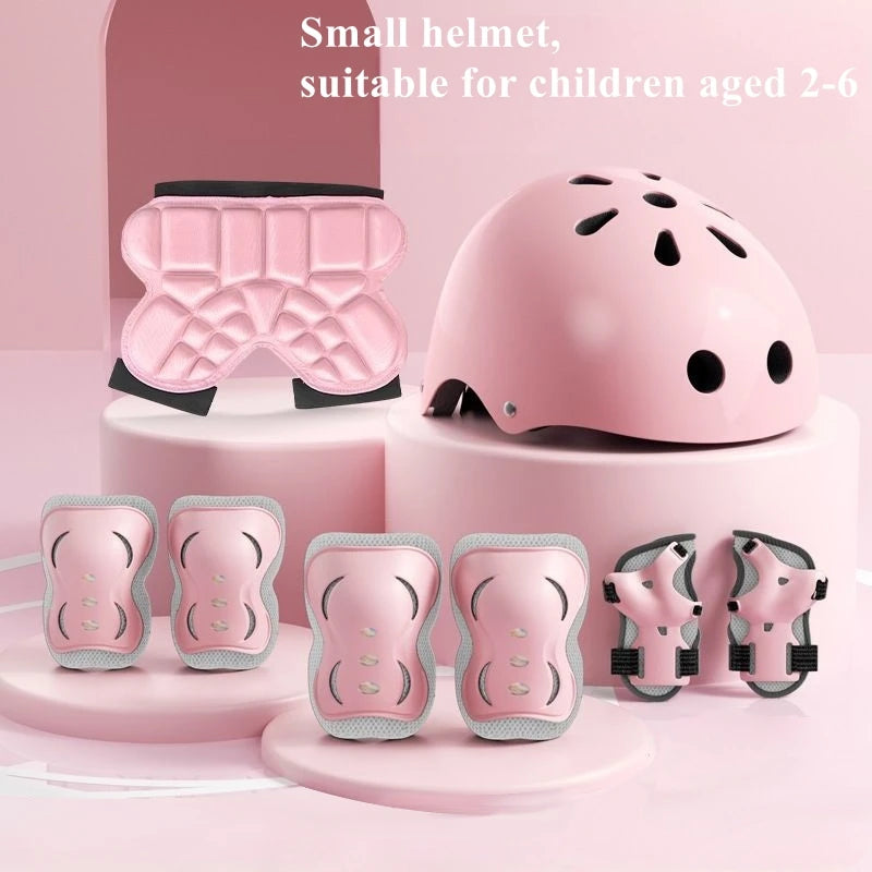 2-14 years Old Bike Helmet Set Skateboard Knee Pads Protective Gear Set Kids Wrist Guards Sport Cycling Roller Skating Scoote