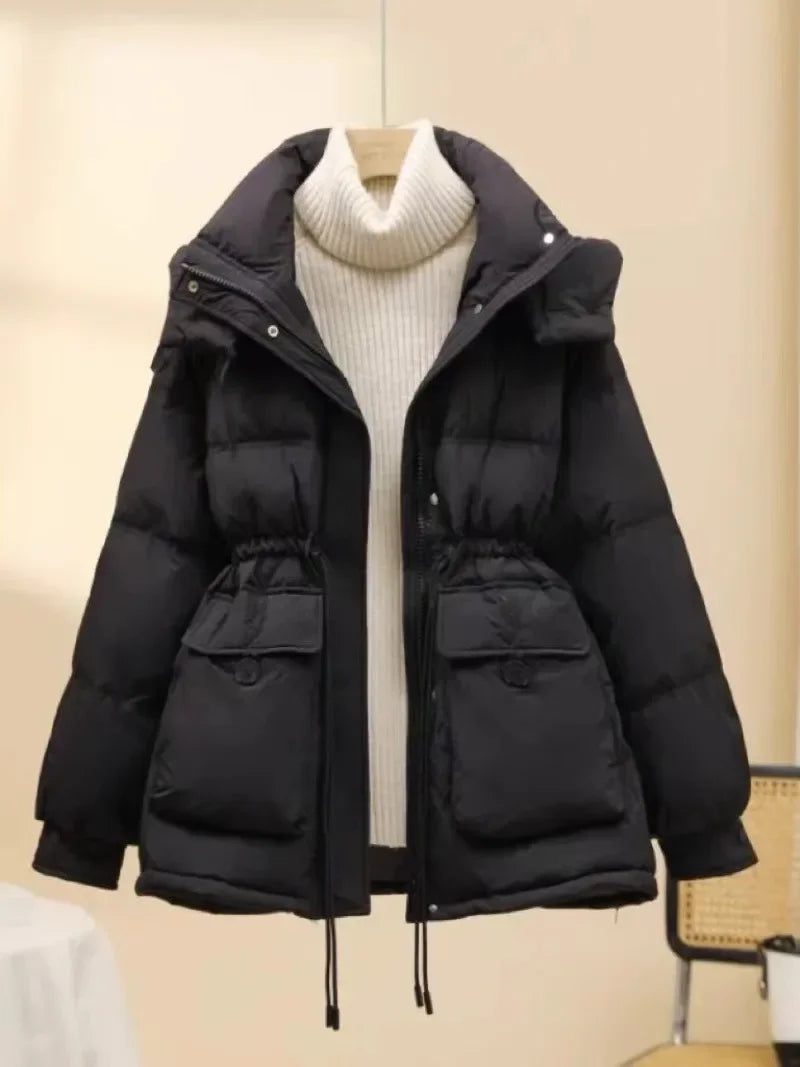 Puffer Jacket Women Warm Fashion Korean Mid-length Duck Down Coat Female 2024 New Winter White Duck Down Jacket Women