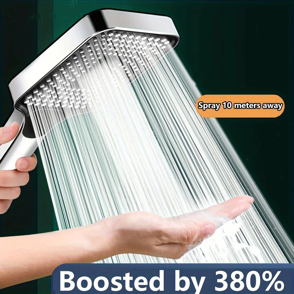 1pc Large Area Shower Spray Silvery Head with 3 Adjustable Modes,High-Quality High-Pressure Water-Saving Flow Shower Faucet