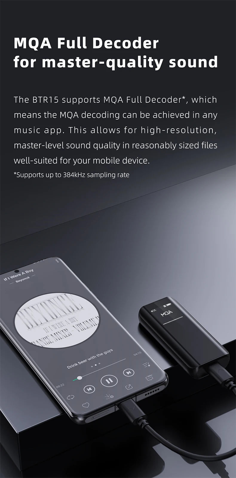 FiiO BTR15 Bluetooth 5.1 Headphone Amplifier DSD256 Receiver LDAC/aptX Adaptive with 3.5mm/4.4mm