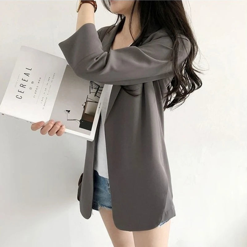 Spring Women Thin Blazers Sun Protection Suit 2025 Female Summer Black Blazer Three Quarter Sleeves OL Slim Coats Ladies Tops