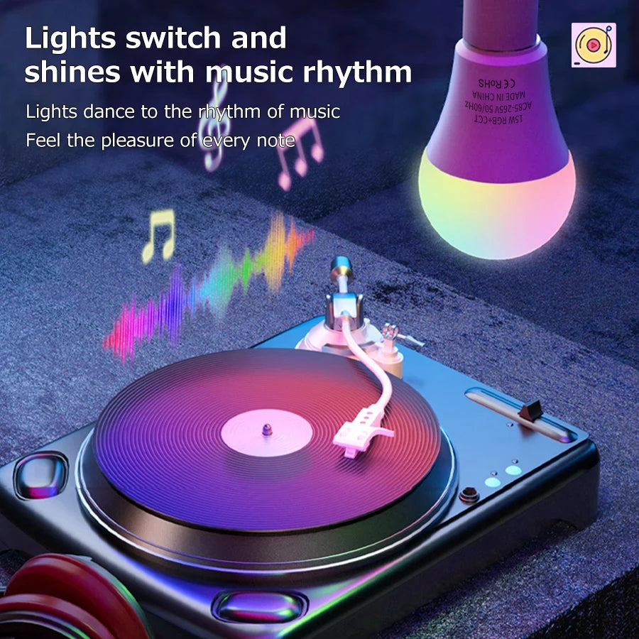 Tuya WiFi Bluetooth E27 Smart Bulb RGBCW 100-240V 15W LED Lamp E27 Light Bulbs App Voice Control Support Alexa Google Home Alice