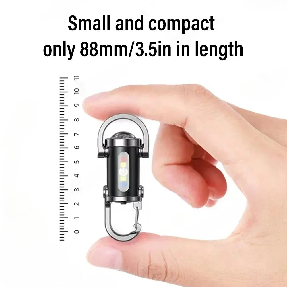 Mini Portable Keychain Flashlight Multifunction COB Work Light 6 Modes Emergency Rechargeable Light for Walking Searching Hiking
