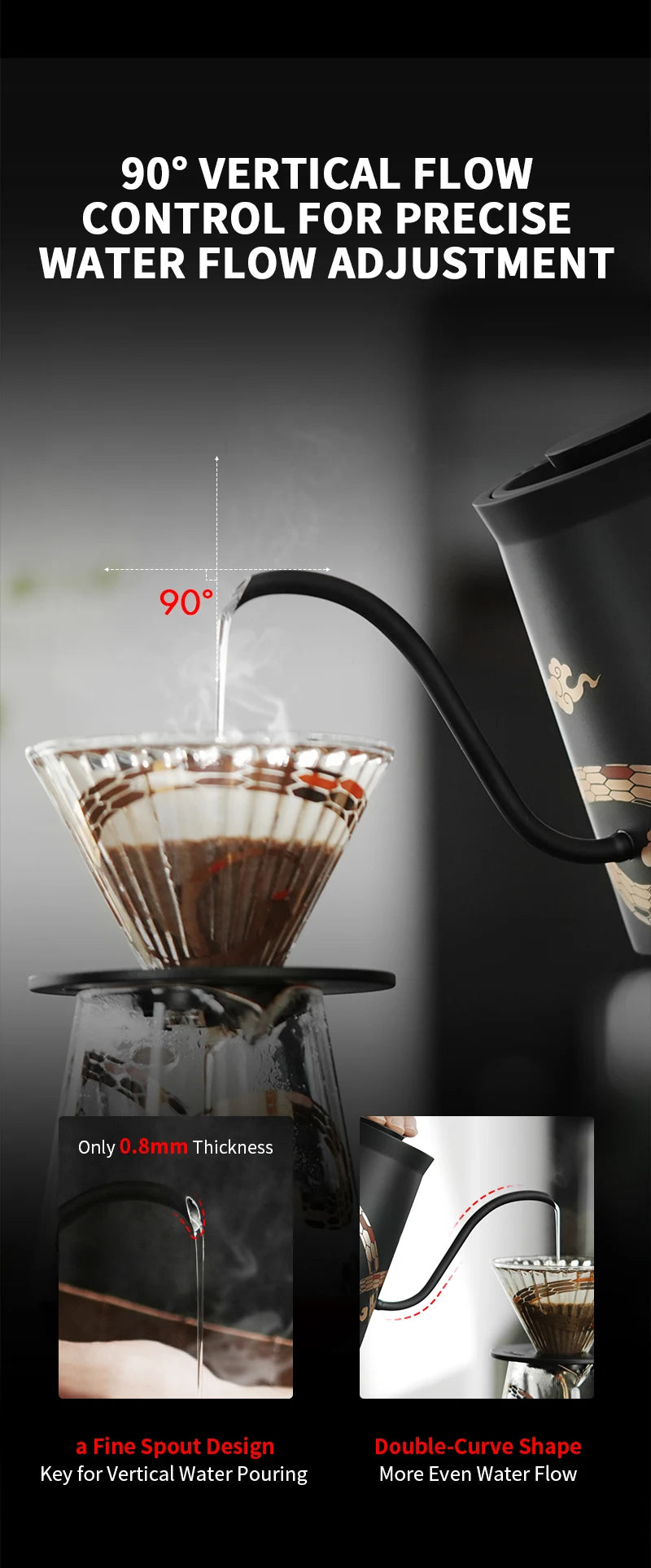 MHW-3BOMBER 220V Electric Kettle Gooseneck Pour Over Kettle Coffee Pot Precise Control Heating Water Boiler Barista Tool