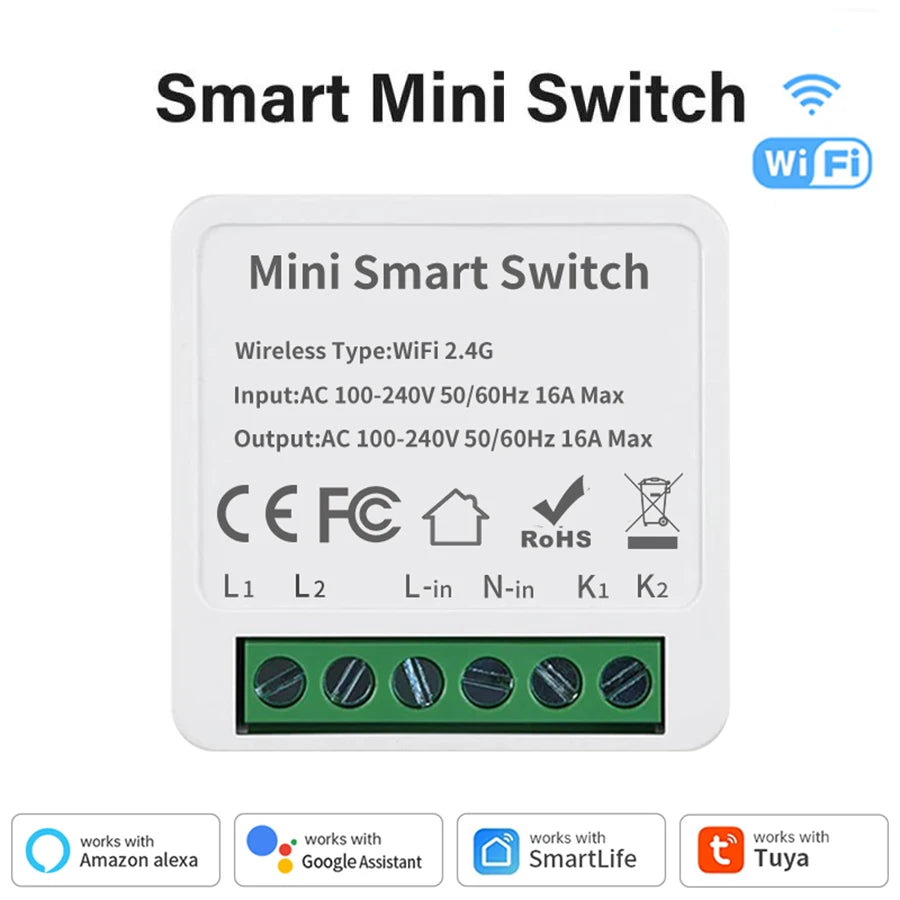 16A/20A Wifi Smart Switch DIY Smart Home Light Switches Module 2 Way Control Work with Tuya Smart Life Alexa Google Home Switch