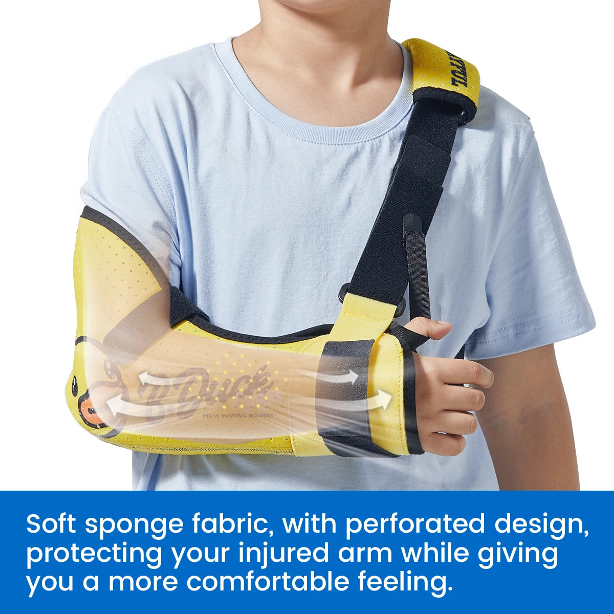 VELPEAU Kids Arm Sling Shoulder Immobilizer with Waist Strap, Sponge Filled Design, Arm Support Brace for Children, Boys, Girls
