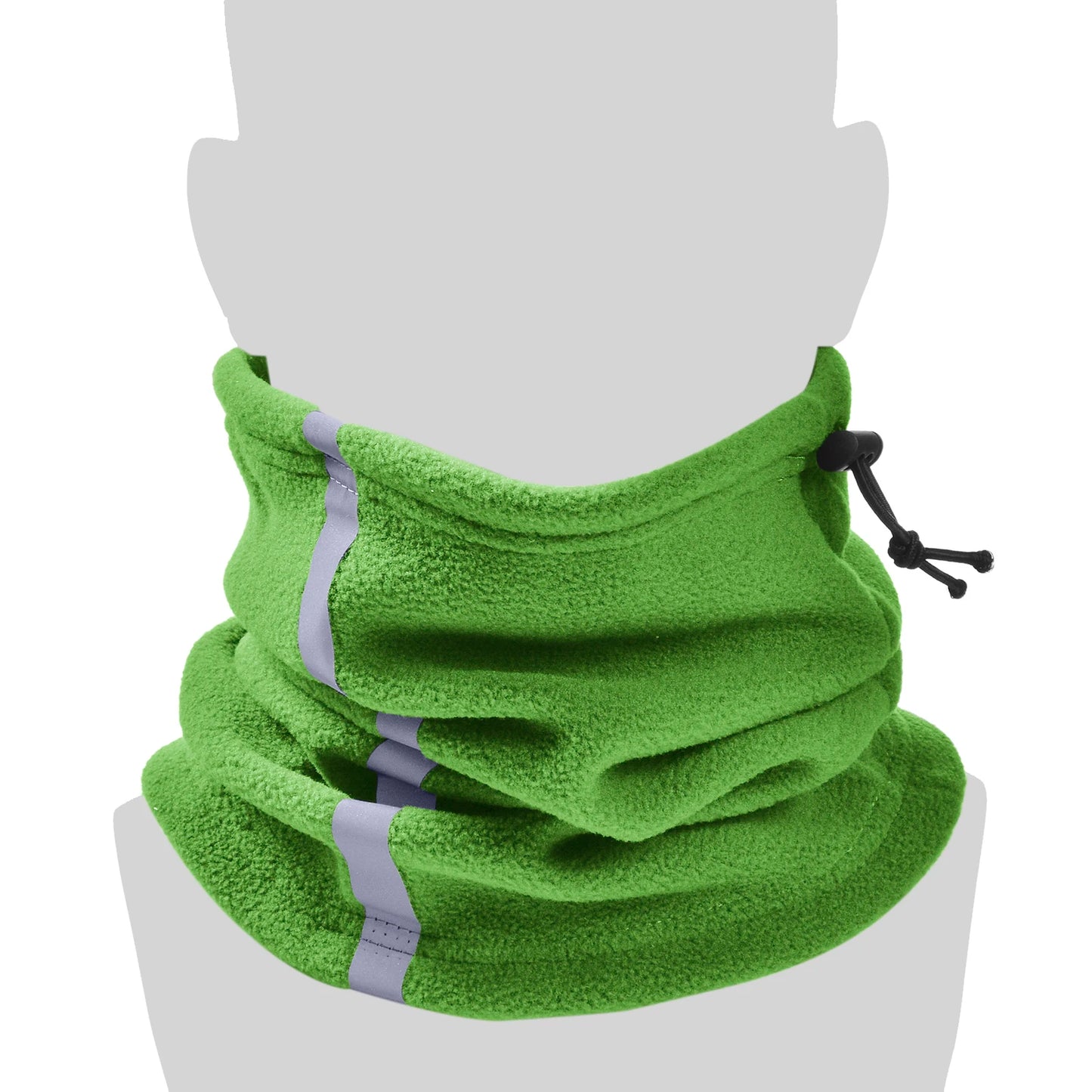 Winter Fleece Neck Warmer Reflective Neck Gaiter with Adjustable Drawstring Skiing Windproof Ski Neck Gaiter for Skiing Hiking