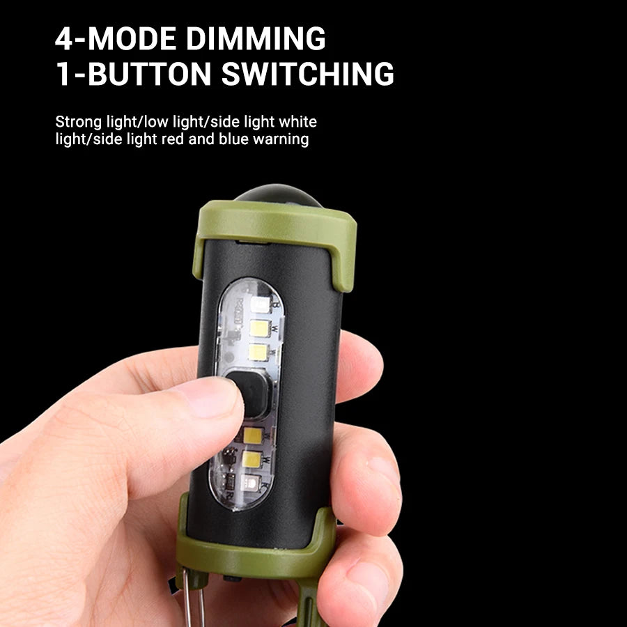 Mini Portable Keychain Flashlight Multifunction COB Work Light 6 Modes Emergency Rechargeable Light for Walking Searching Hiking