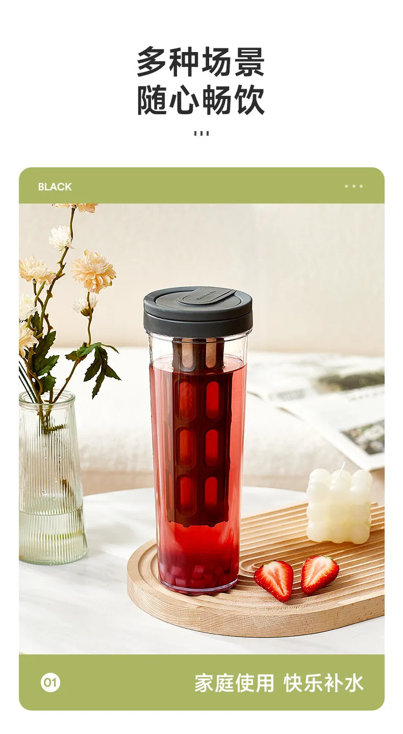 1L Manual Cold Brew Coffee Maker with Handle High-capacity Water Bottle Summer Portable Juices Tea Fruit Coffeeware Pot