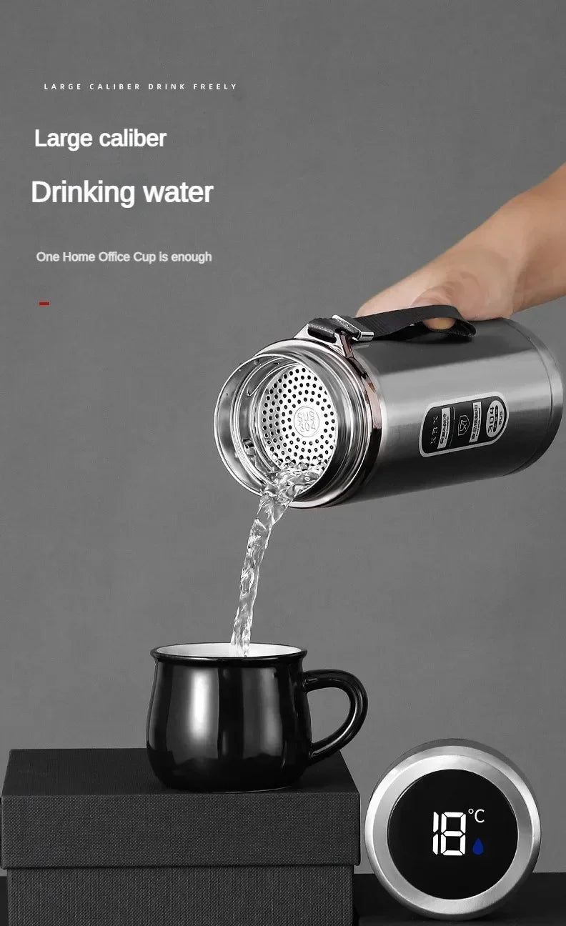 StainlessSteel Thermos Bottle with LED Temperature Display, 500-1000ML
