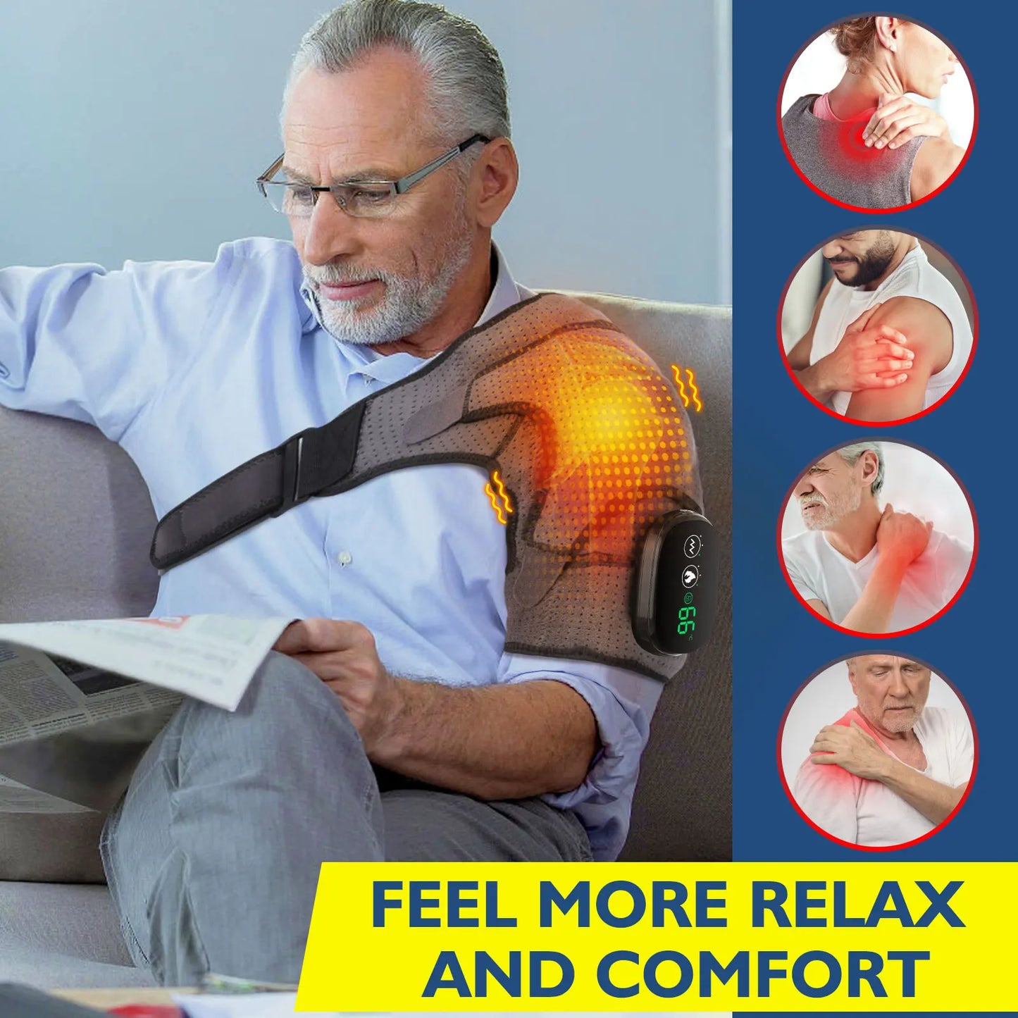 Electric Heating Shoulder Brace LED Display Vibration Shoulder Massage Support Belt Strap For Joint Brace Care Muscle Relaxation