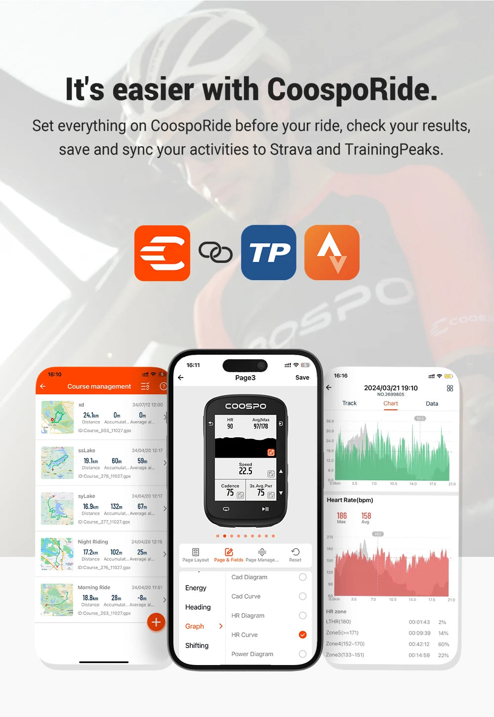 COOSPO CS500 Route Navigation Bike Computer GPS Cycling Odometer Wireless Bicycle Speedometer Cycle Stopwatch ANT+ Bluetooth5.0