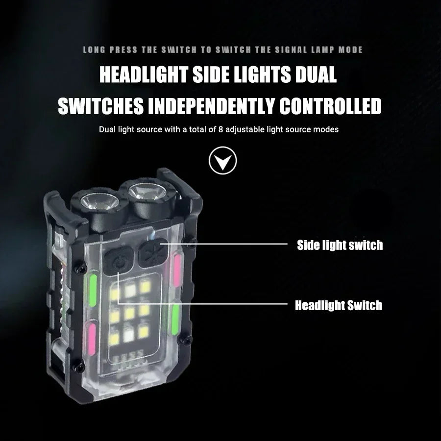 Rechargeable LED Flashlight with Clip, Magnetic Keychain Work Light, 8 Modes Lantern for Camping, Outdoors and Home Emergency