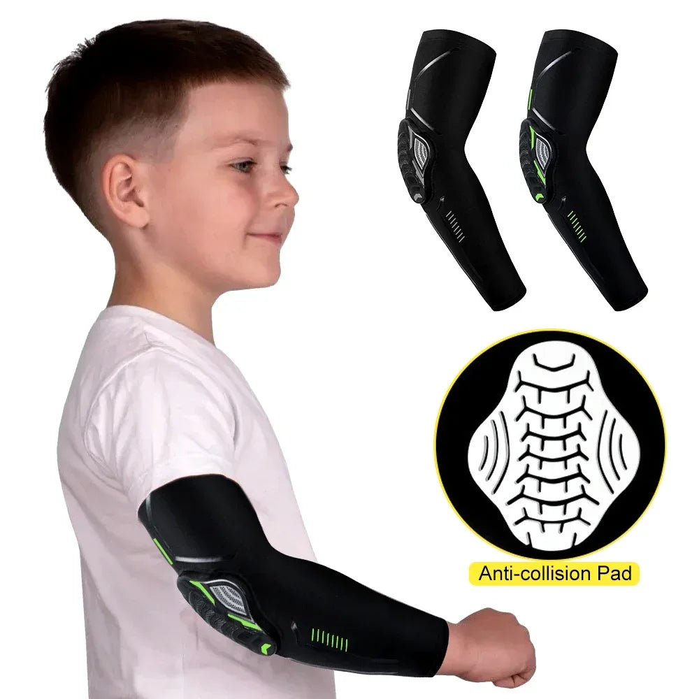 Kids Arm Elbow Sleeve Pads 5-15 Years Children Youth Sports Compression Protective Elbow Guard for Basketball, Football, Cycling