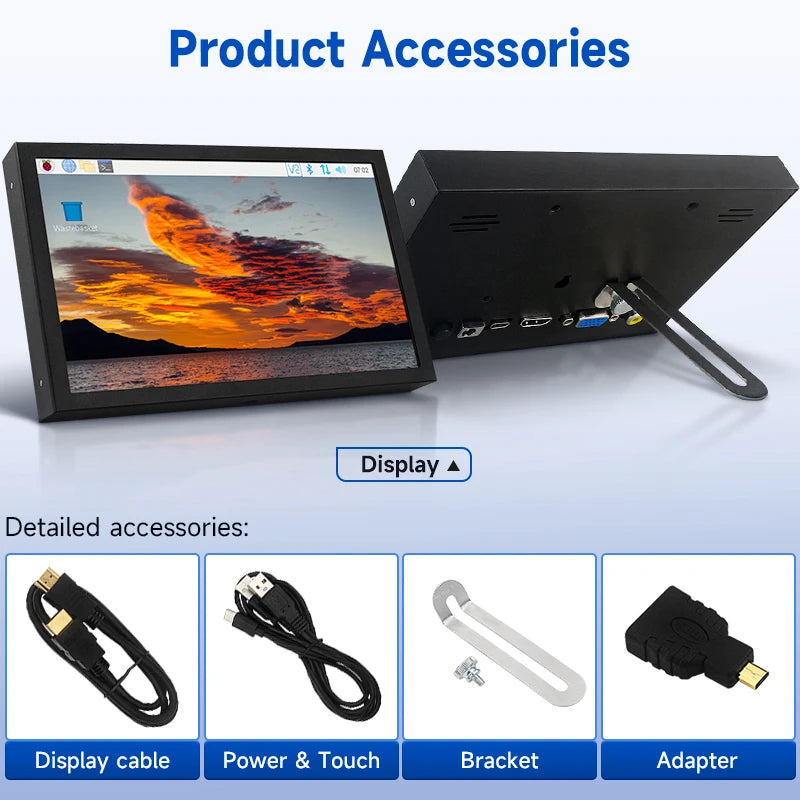 7 Inch Portable Display IPS 1024x600 LCD HDMI-compatible VGA AV Input DC Type C Power In for PC Laptop Camera TV Box DVD ScreenComputer MonitorsGoWisse.com