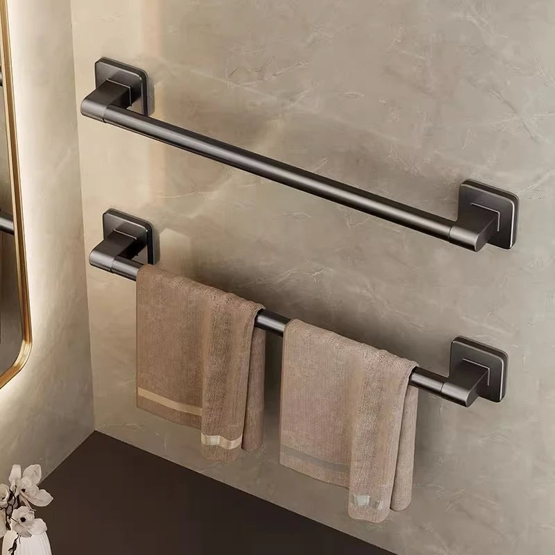 Wall Mounted Towel Holder Slipper Rack Bathroom Storage Rack Holder Without Drilling Bathroom Horizontal Bar Towel Rack