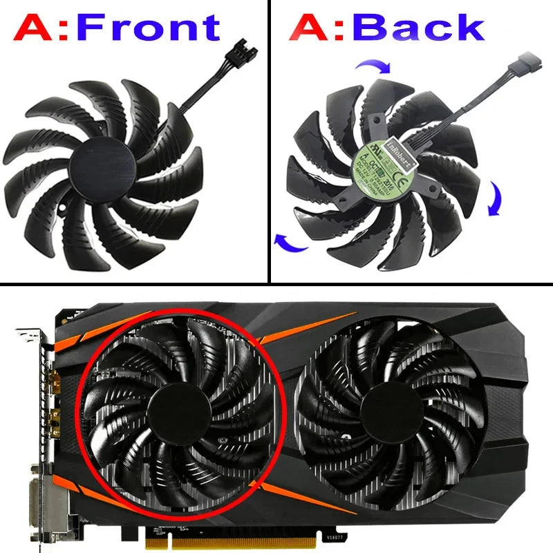 88MM T129215SU PLD09210S12HH 4Pin Cooling Fan For Gigabyte GTX 1050 1060 1070 960 RX 470 480 570 580 Graphics Card Cooler Fan