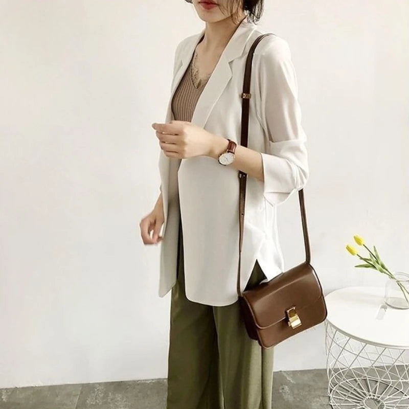 Spring Women Thin Blazers Sun Protection Suit 2025 Female Summer Black Blazer Three Quarter Sleeves OL Slim Coats Ladies Tops