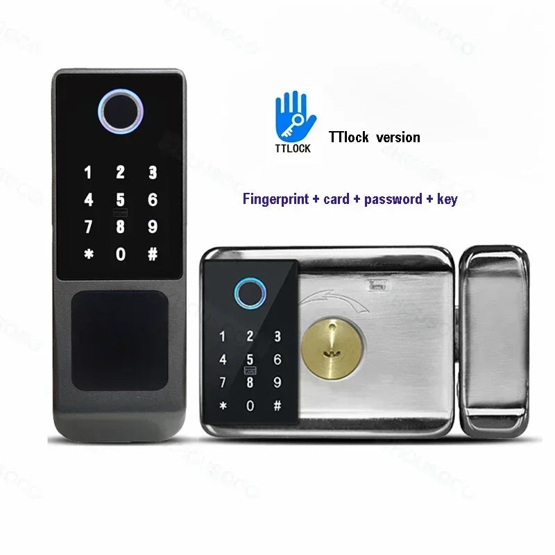 Tuya Wifi Waterproof Outdoor Smart Door Lock TTLock App Fingerprint Lock Card Code Remote Unlock Keyless Digital Electronic Lock