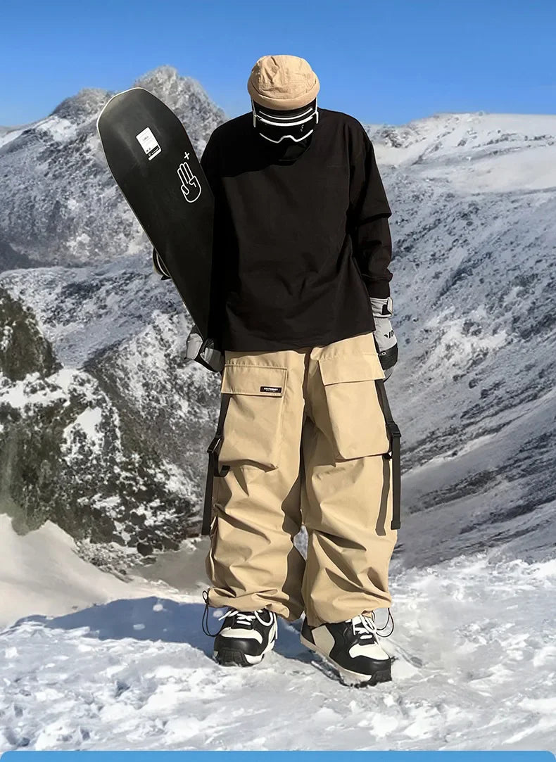 Warm Violet Ski Pants for Women and Men Thickened Skiing Trousers Waterproof American Heavy Industry Snowboarding Pants