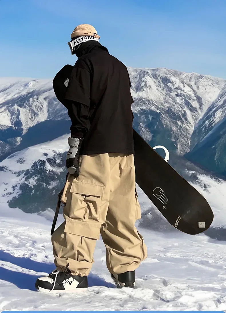 Warm Violet Ski Pants for Women and Men Thickened Skiing Trousers Waterproof American Heavy Industry Snowboarding Pants