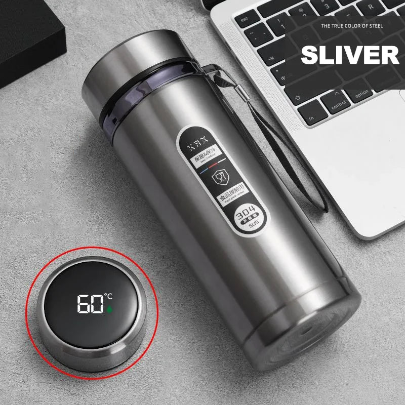 StainlessSteel Thermos Bottle with LED Temperature Display, 500-1000ML