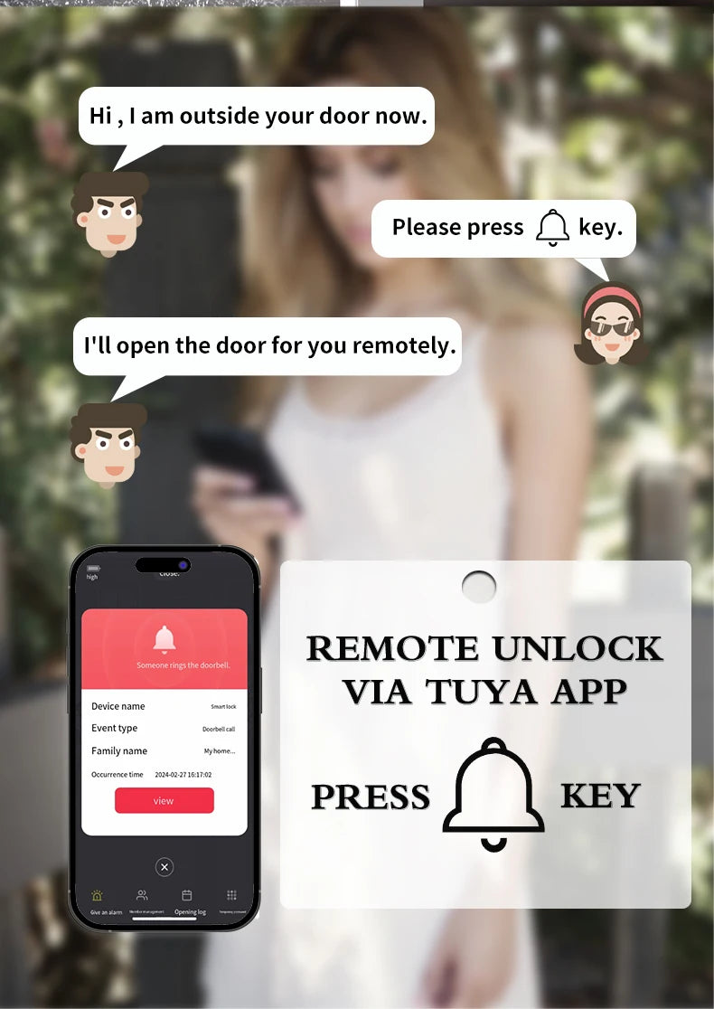 Waterproof Sliding Door Smart Lock Tuya WiFi Fingerprint Digital Code RFID Card Anti-Lock Aluminum Double-Side Electronic Lock