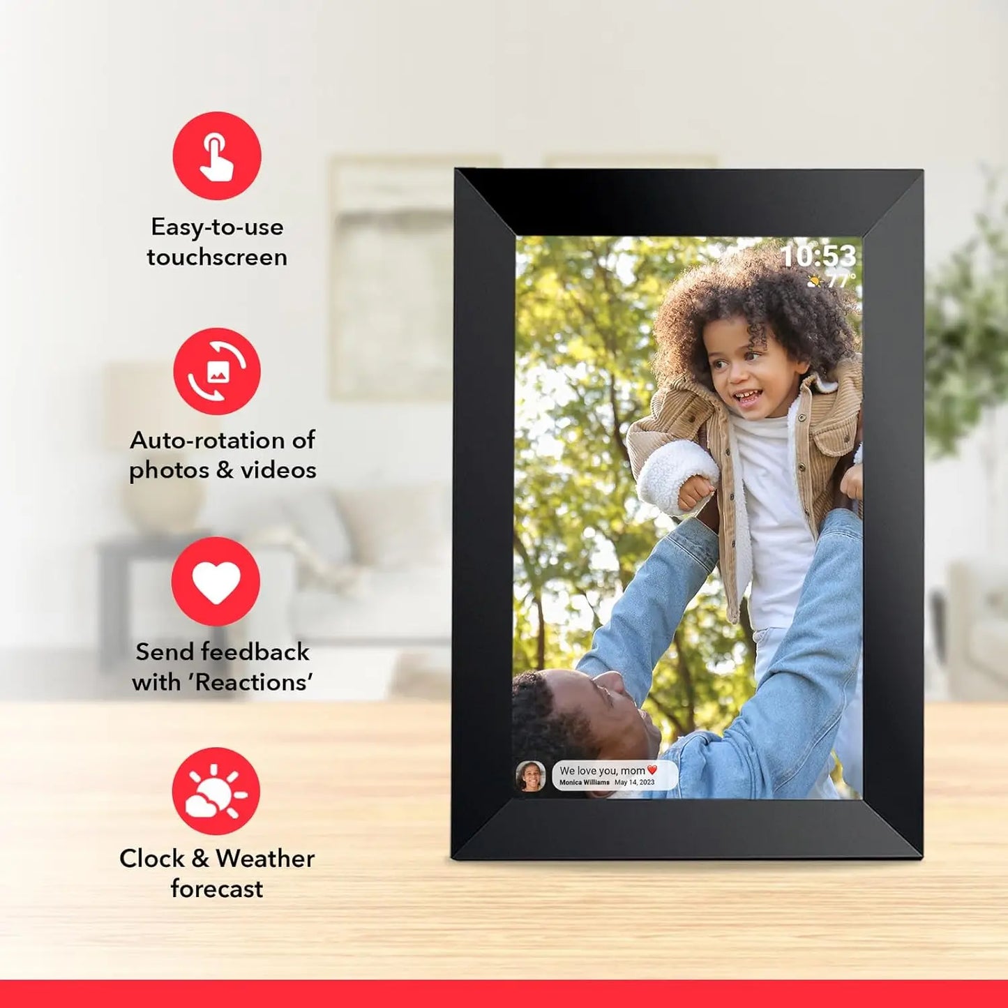 32GB FRAMEO 10.1 Inch Smart WiFi Digital Photo Frame 1280x800 IPS LCD Touch Screen,Best Christmas gift for friends and family