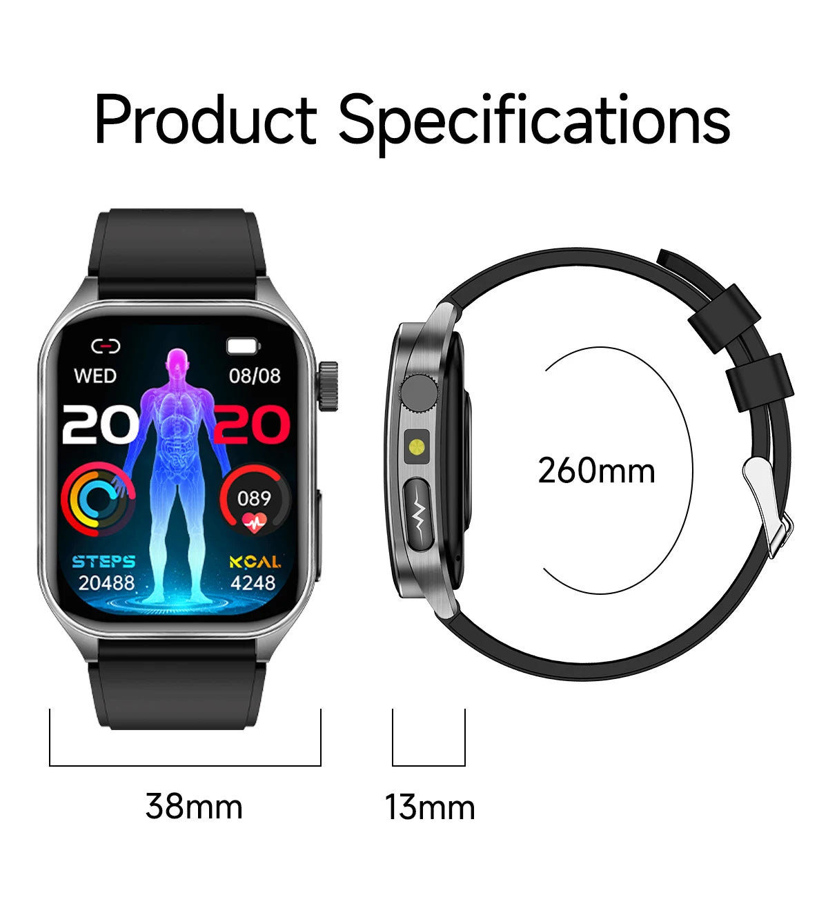 2025 New Mcro Phsical Examination 650nm Laser Therapy ECG Urci Acid Blood Fat Smart Watch Men Blood Pressure Heart Rate Bracelet