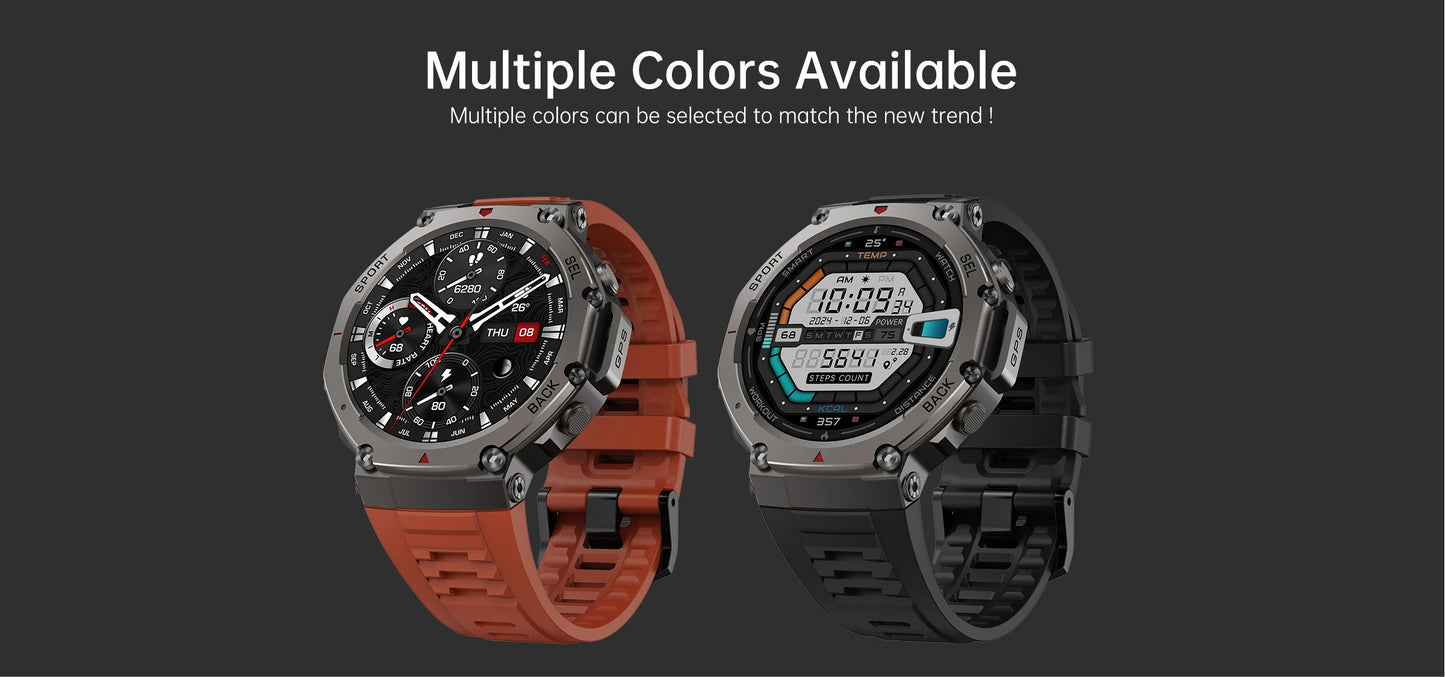 New T-Rex3 GPS Smart Watches 2025 for Xiaomi IOS Military Smartwatch Men 10ATM Waterproof 170 Sport Modes Built-in GPS BT Call