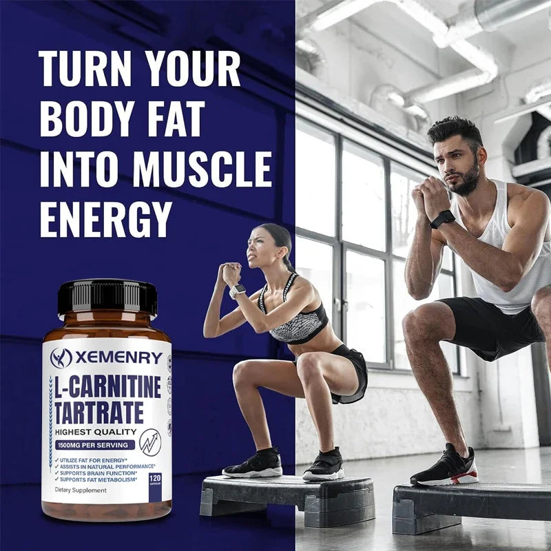 L-Carnitine Tartrate Premium Capsules 1500 mg - Natural Energy Production, Supports Metabolism