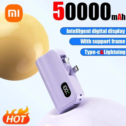 Xiaomi Mini Power Bank 50000mAh 2-in-1 Large Capacity LED Digital Display Portable Fast Charging External Battery For IPhone New