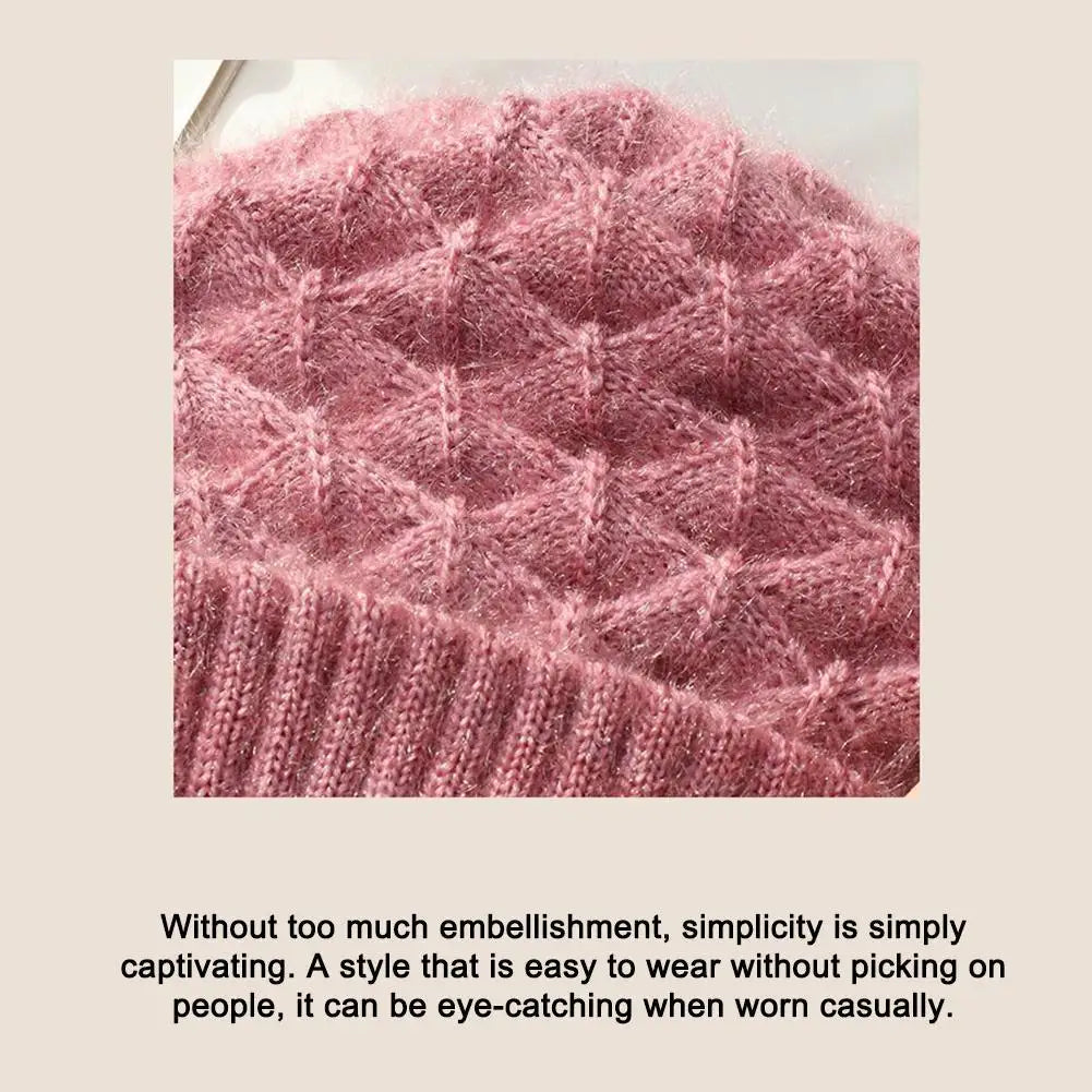 Winter Knitted Integrated Hat Scarf Set Cold Proof Ear Protection Scarf Warm Beanies Cycling Windproof Ladies Outdoor Caps