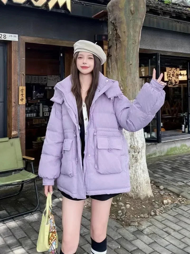 Puffer Jacket Women Warm Fashion Korean Mid-length Duck Down Coat Female 2024 New Winter White Duck Down Jacket Women