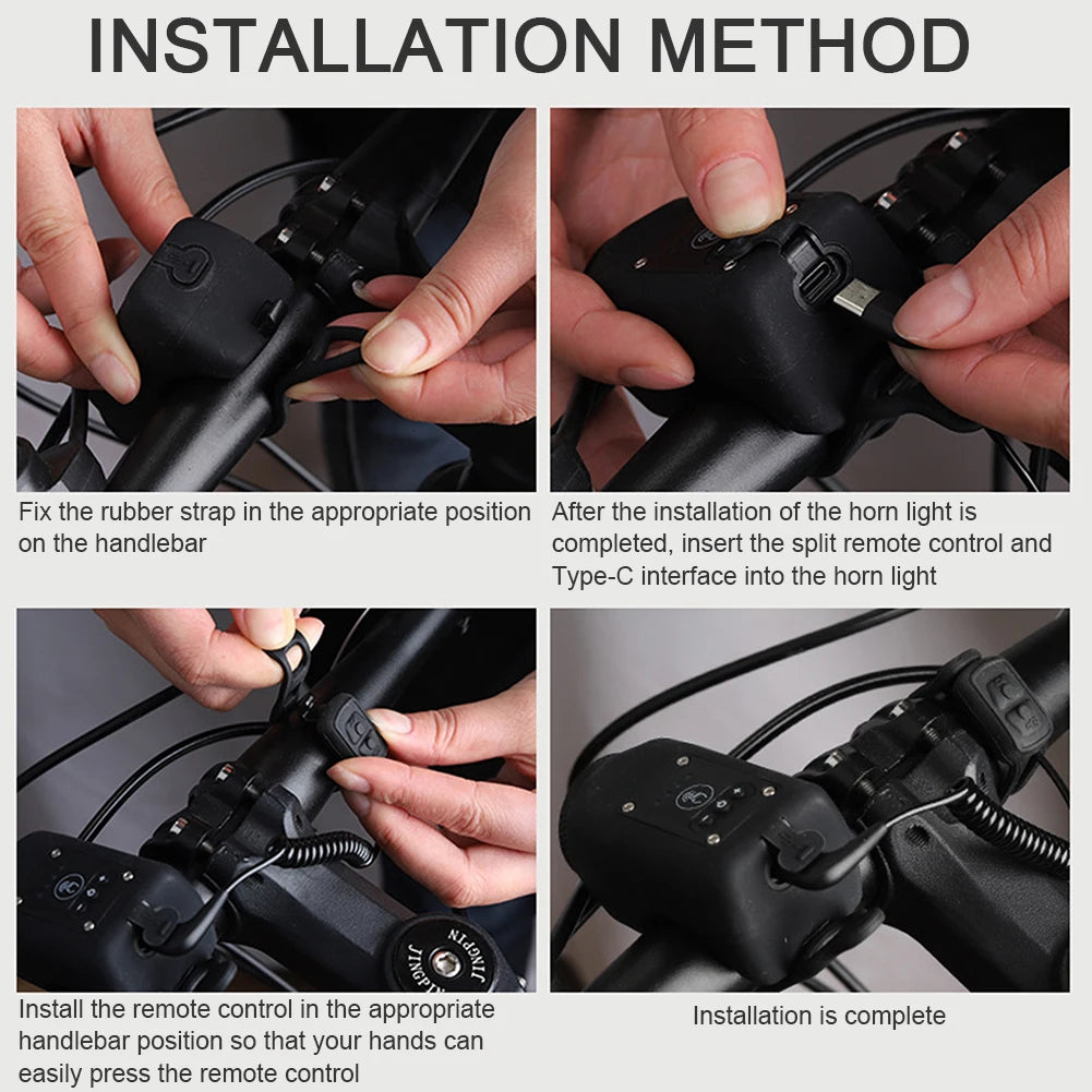 Mountain Bike Electronic Horns Bell With LED Light Rechargeable High Brightness LED Handlebar Lamp For Children's Bike