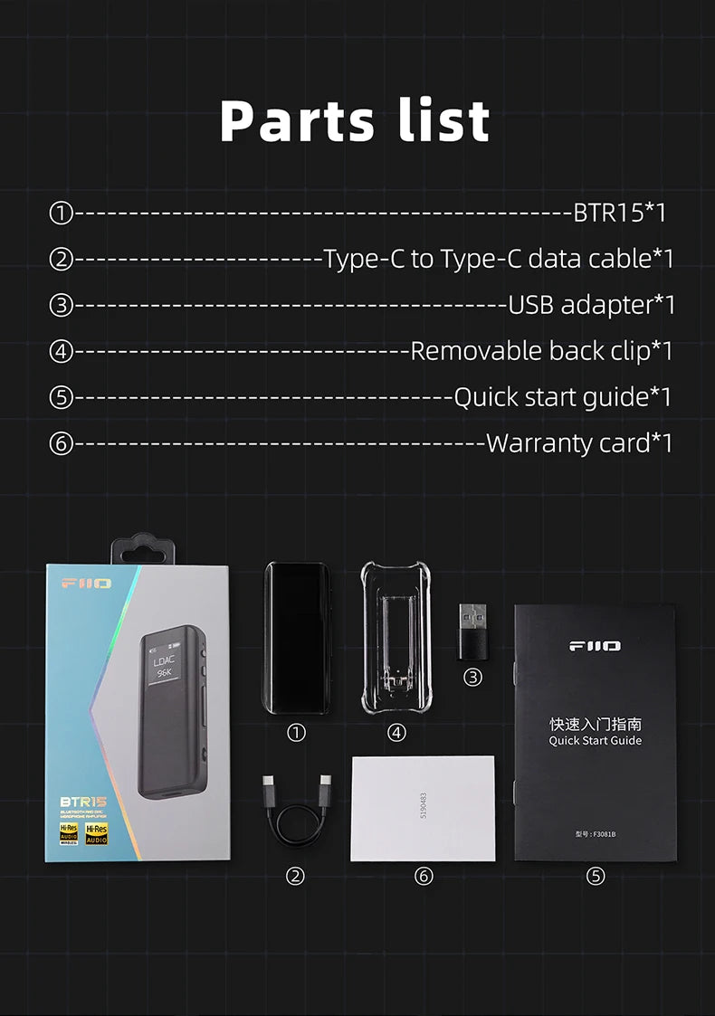 FiiO BTR15 Bluetooth 5.1 Headphone Amplifier DSD256 Receiver LDAC/aptX Adaptive with 3.5mm/4.4mm
