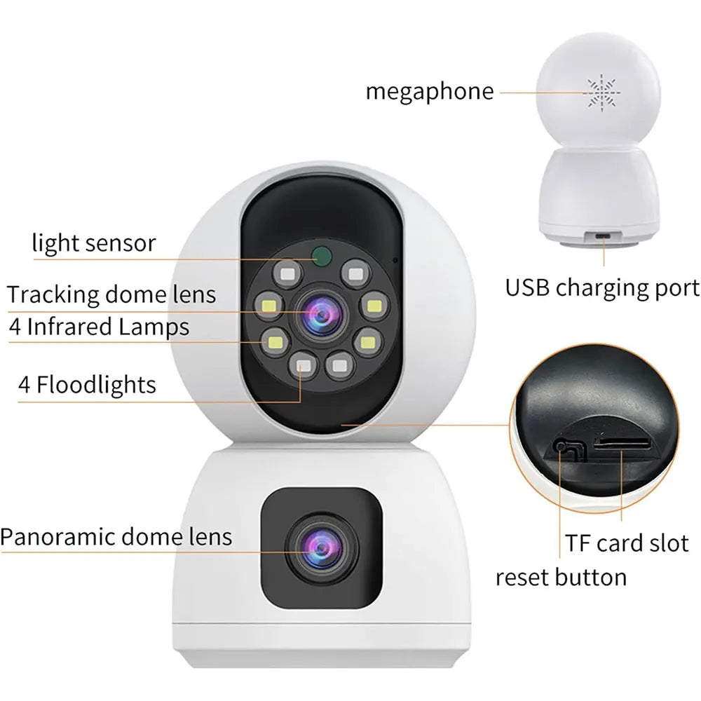 8MP Dual Lens Tuya 5G WIFI IP Camera 4K HD Dual Screen PTZ Home Security Camera Auto Tracking Indoor Wireless Video Surveillance