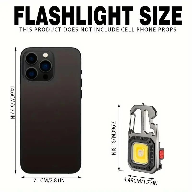 COB Flashlight Rechargeable Portable LED Keychain Work Light Outdoor Camping Light Pocket Wrench Screwdriver Safety Hammer Lamp