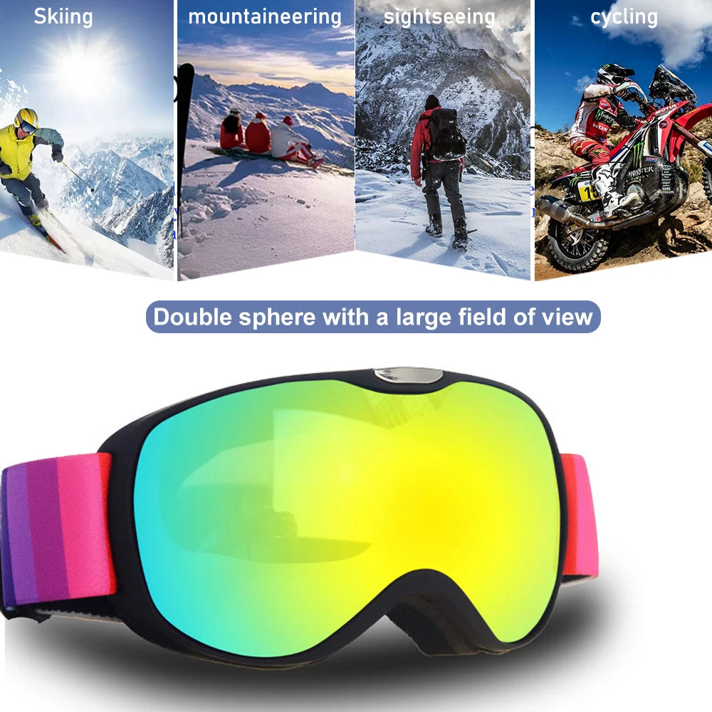 Kids Ski Goggles for Age 4-14 Anti-fog Double Layer UV400 Snow Eyewear Outdoor Sports Winter Snowboard Children Skiing Glasses