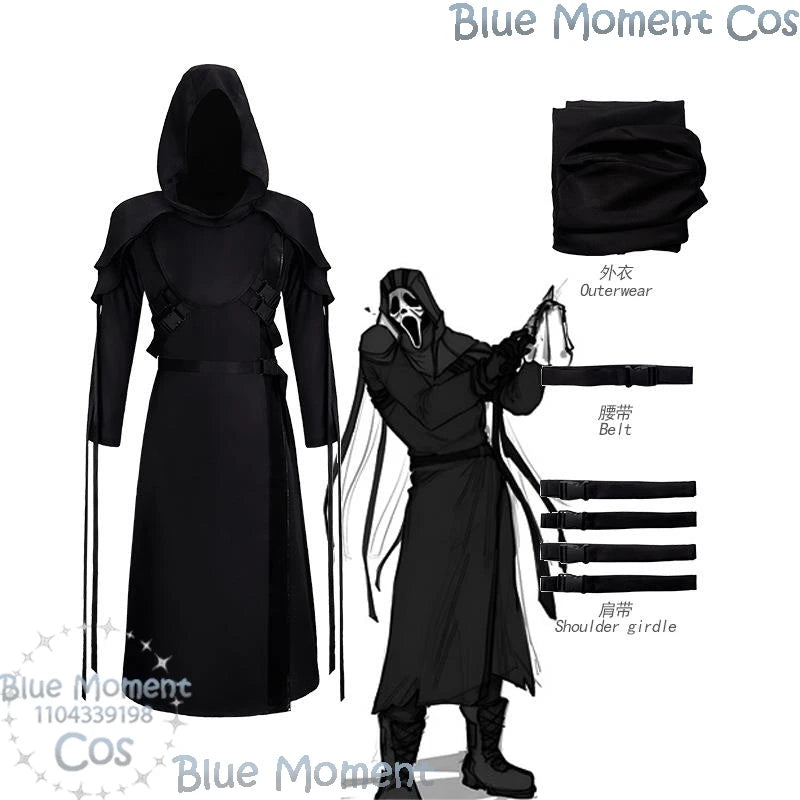 The Ghost Face Game Dead by Daylight Cosplay Disfraz mujer Black Costume Gothic Man Suit Full Set Halloween Carnival Customized